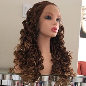 Gray Brown Long Curly Wig YV476044